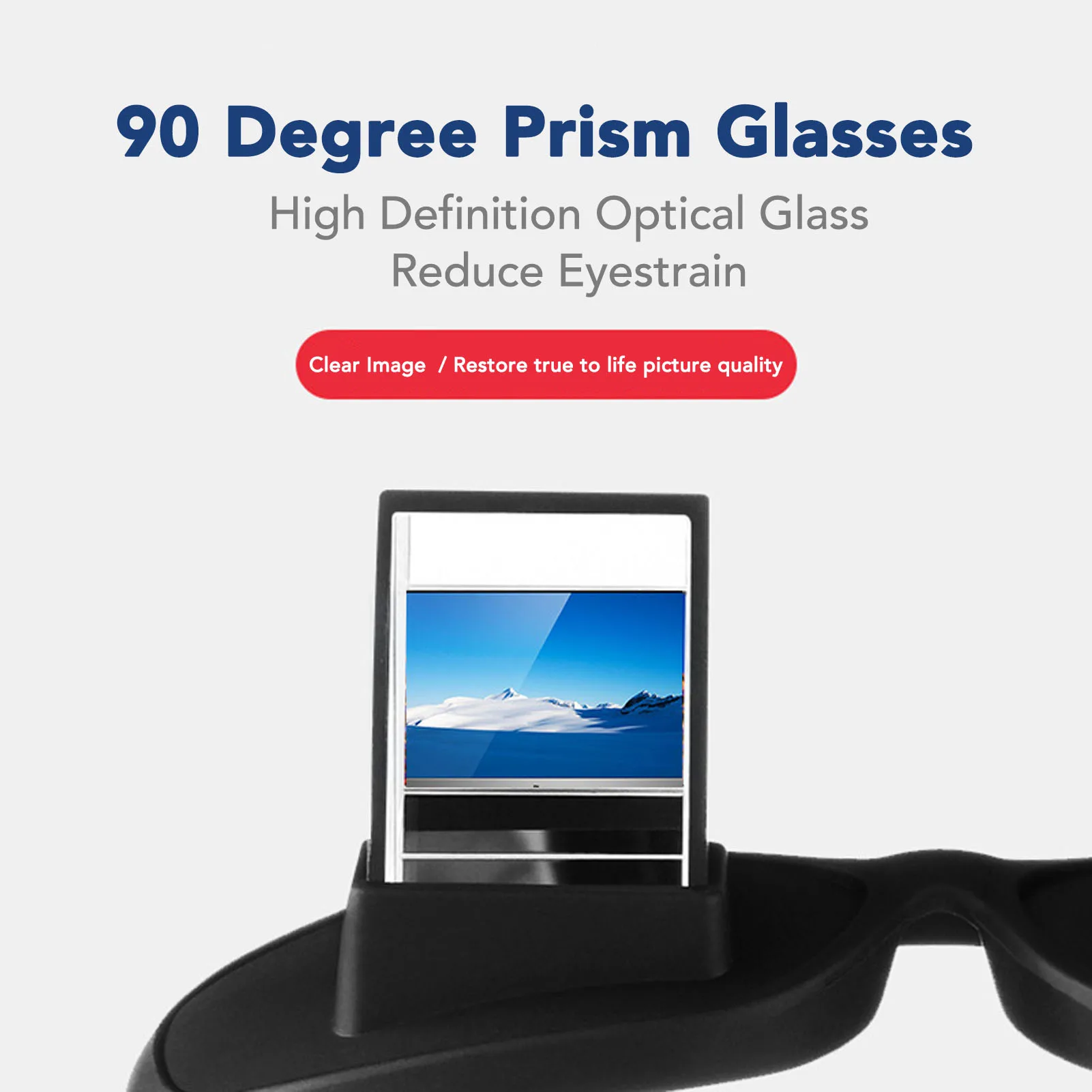 Bed Prism Glasses  Neck Black High Definition Compact Lazy Glasses ABS Optical Glass Reduce Eyestrain for Watching TV