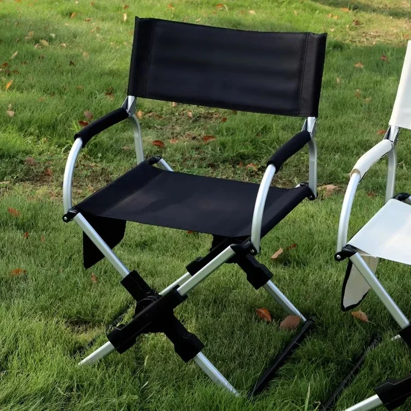 Ultralight Aluminum 600D Oxford Black Outdoor Camping Chair Portable Folding Beach Fishing Picnic Furniture