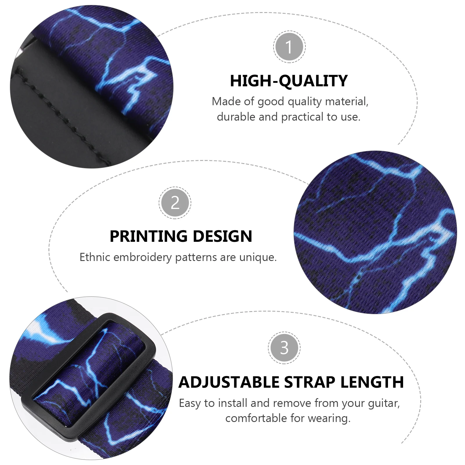 

Guitar Strap No Slide with Acoustic Straps Body Sturdy Electric Adjustable Woven