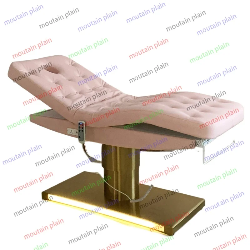 Beauty Salon Bed Chair  Heated Electric Massage Pink Gold Spa Facial Eyelash Cosmetic Equipment Waxing Lash Extension