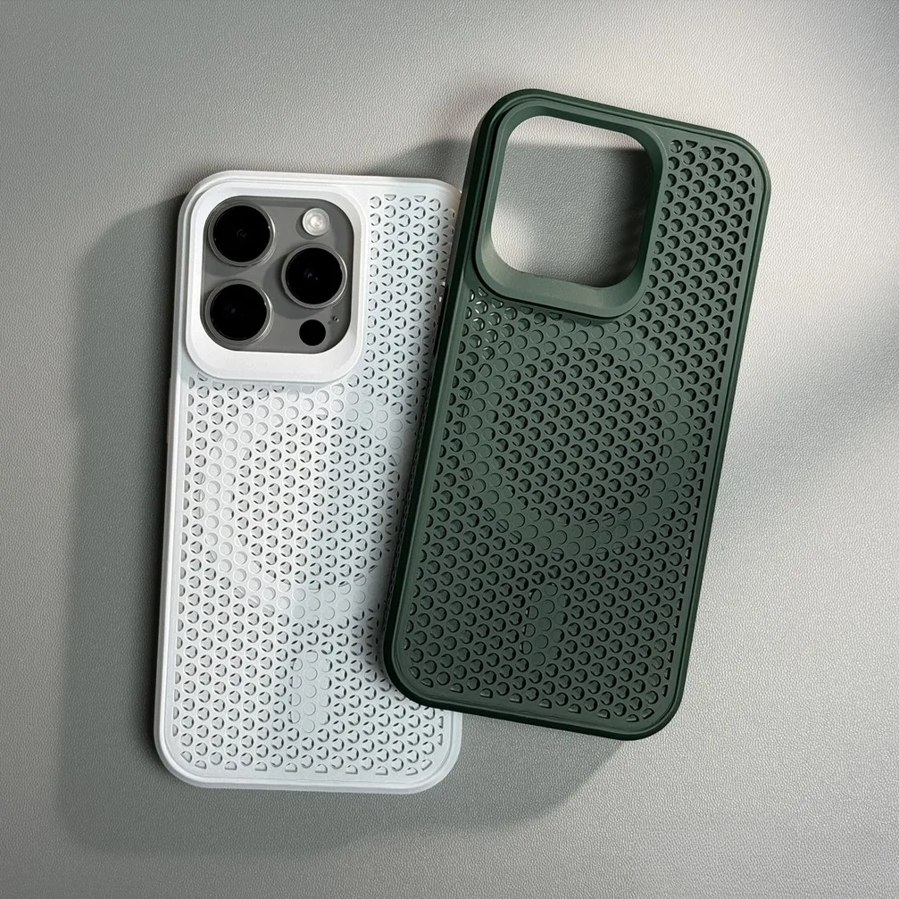

Mesh heat dissipation is suitable for 16 15promax magnetic mobile phone case Phone14pro ultra-thin and breathable 13pm metal pai