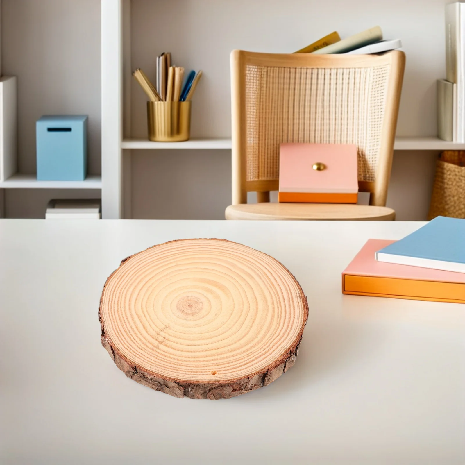 

5Pcs Wood Rustic Slices Natural Unfinished Bark Circles DIY Craft Supplies for Painting Ornaments Coasters 14-15Cm