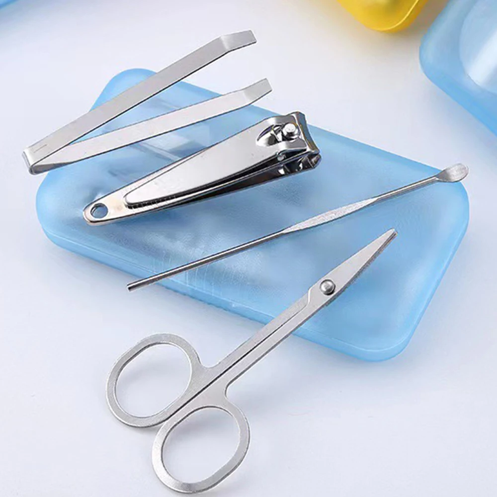 مجموعة مانيكير مكونة من 4 قطع، مجموعة مقصات أظافر، أدوات العناية بقطع الأظافر من الفولاذ المقاوم للصدأ، مجموعات العناية الاحترافية، هدية للرجال والأب