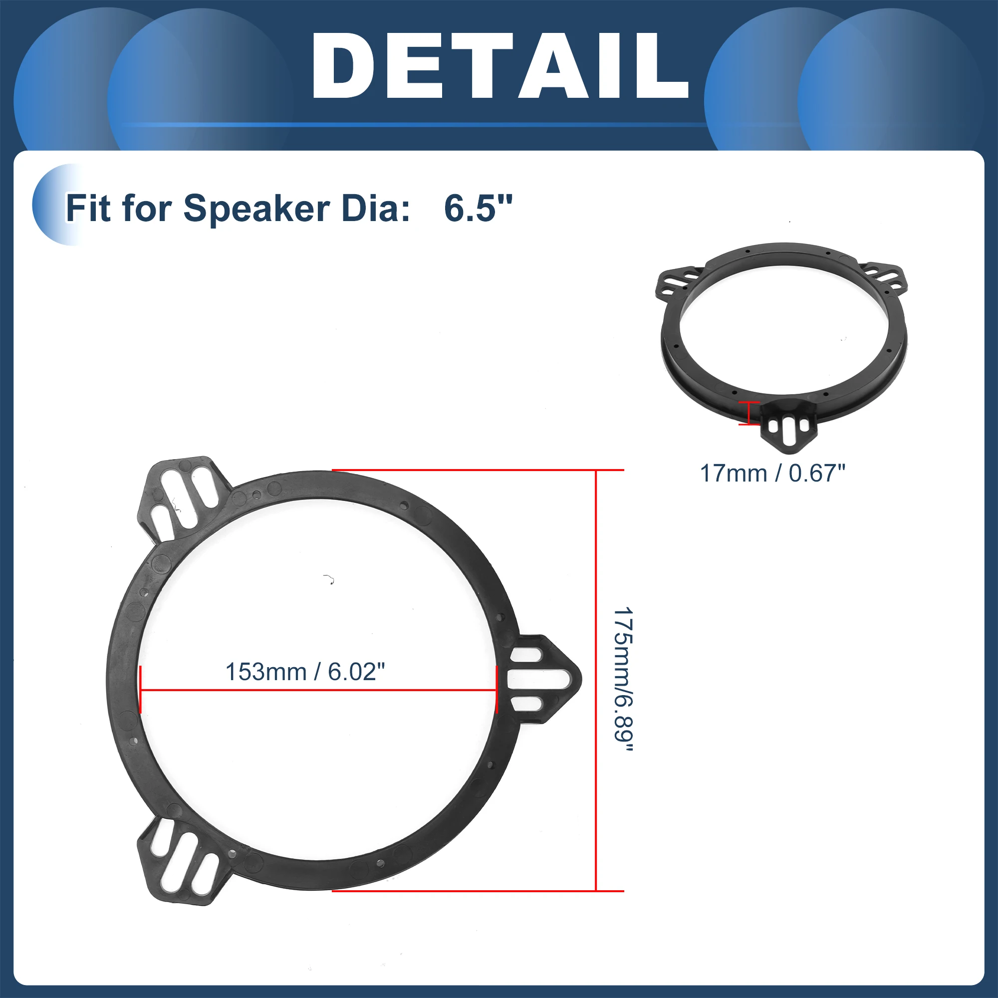 X Autohaux Speaker Spacer Ring Tweeter Speaker Spacer Adapter voor FORD FIESTA 2008-ONWARDS voor FORD KA 2008-ONWARDS