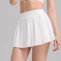 Women Sports Tennis Skirts High Waist Tights Yoga Tennis Shorts Dress With Pockets Pleated Pocket Skirt Anti-Exhaust Quick Dry