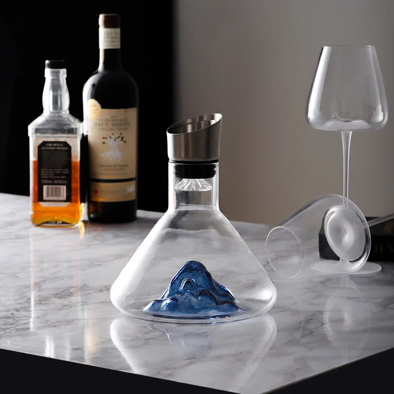 1.5L Gold Iceberg Whisky Wine Decanter Handmade Lead-free Crystal Wine Pourer Carafe Thickened Wine Dispenser Pot Bar Accessorie