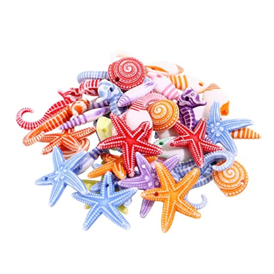 

TENDYCOCO Mini Beach Seashells Sea Star Seahorse tural Coh for Home Decorations Beach Theme Party Wedding Crafts Fish Tank Vase