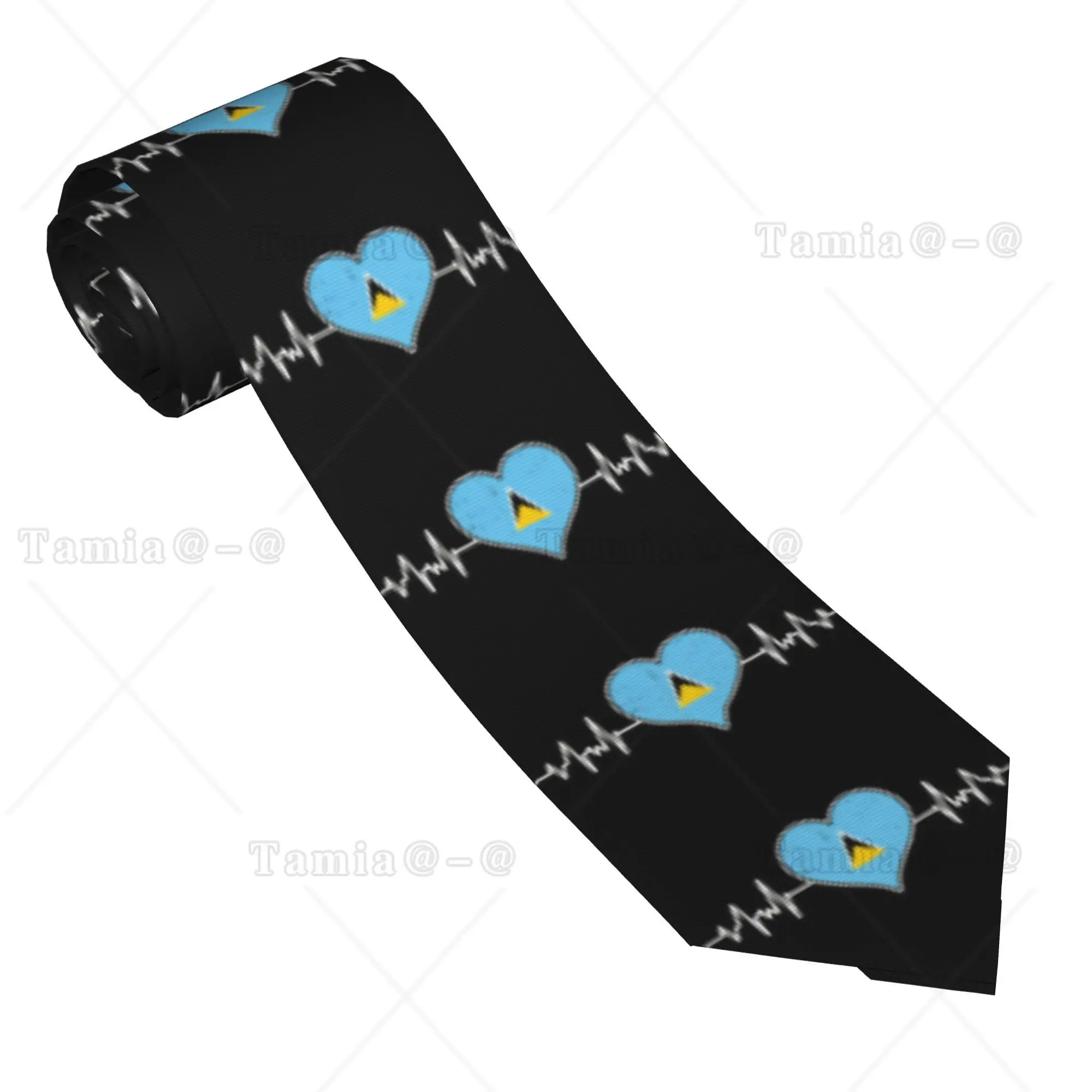 Saint Lucia Flag Tie  Leisure Neck Ties Classic Casual Neck Tie For Men Pattern Collar Tie Necktie Birthday Gift