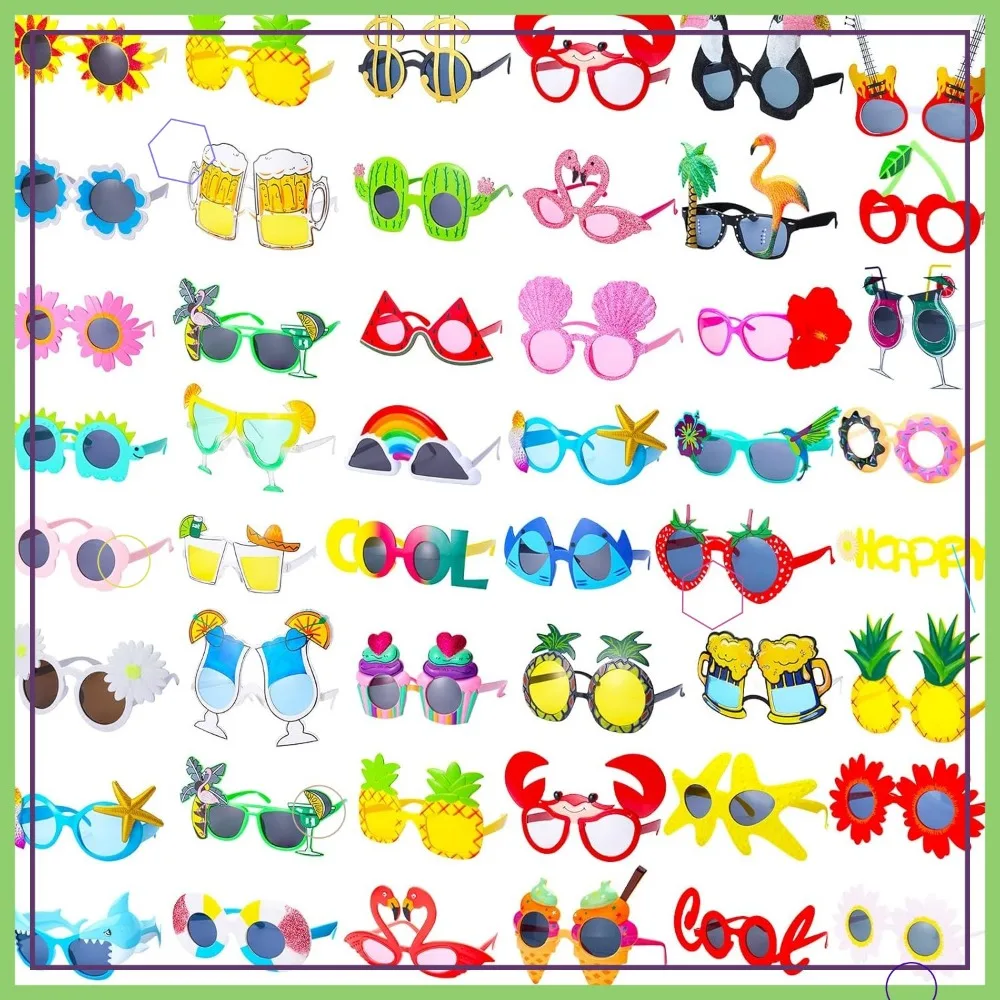 

48 Pairs Funny Sunglasses Hawaiian Luau Party Pack Photo Booth Props Summer Beach Tropical Supplies