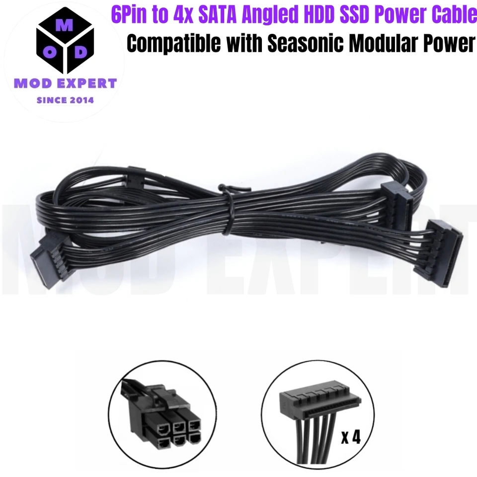 Câble PCIe 6 Pin Vers 4 SATA Pour Alimentation Seasonic X Series 1250/1050/1200 XP3 Modulaire