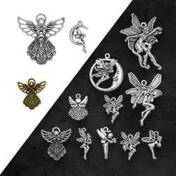 Antique Silver Plated Moon Fairy Tale Charms Winged Pendants For Diy Necklaces Jewelry Making Findings Supplies Accessories