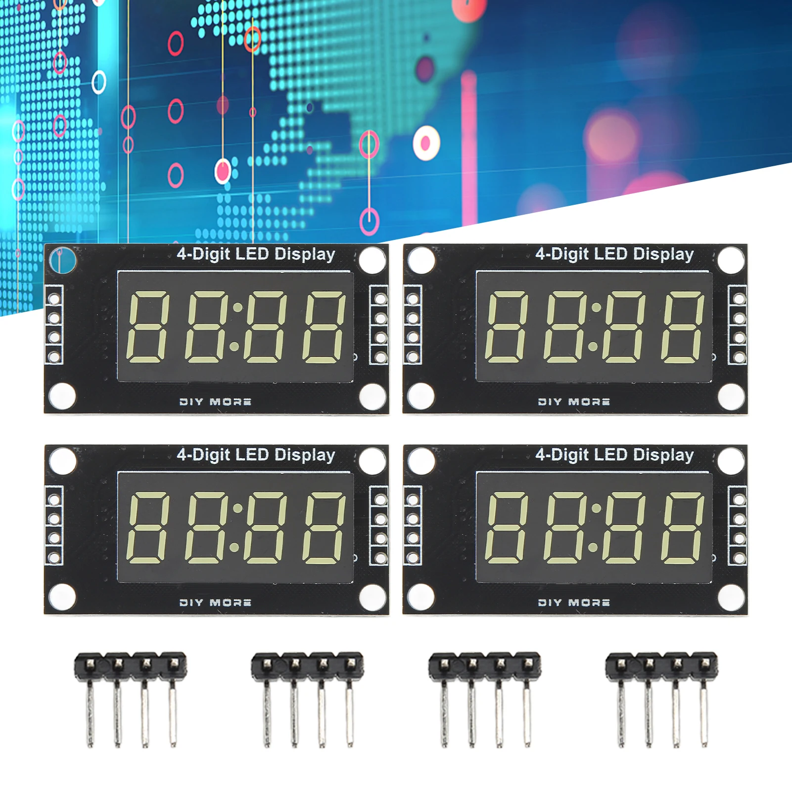 

4 Digit Display Board 4 Sets Digital Tube Display Module LED 4 Digit 7 Segment 0.36in TM1637 Drive Chip 7 Segment Display Module