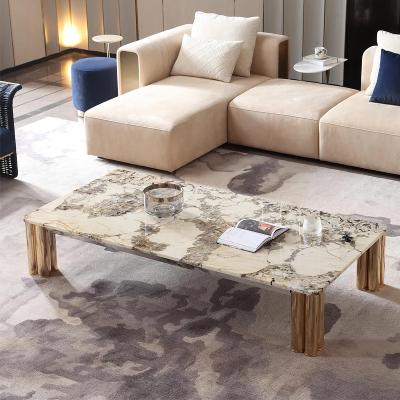 For Marble High Gloss Extendable Coffee Table Rectangle Square Living Room Luxury Modern Sofa Side Table Villa Home Furniture
