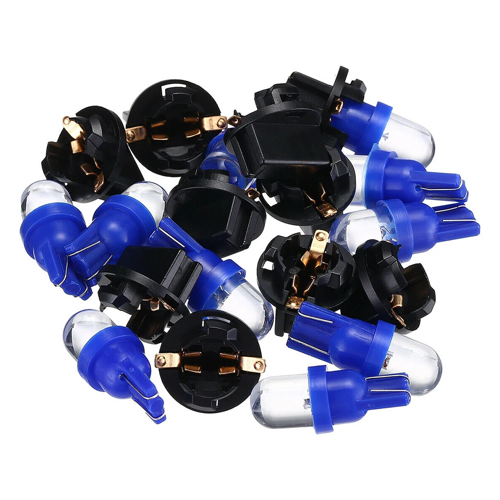 10Pcs Blue T10 194 LED Car Light For Instrument Gauge Cluster Dash Light W/ Sockets Auto License Plate Lamp Dome Light