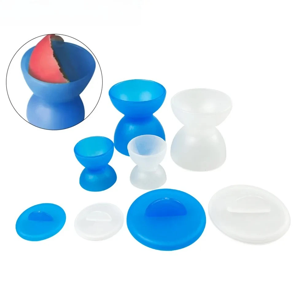 10pcs Double-end Dental Silicone Mixing Cup With Lid Rubber Mixing Bowls Dentist Impression Tools Material Mixing Instruments