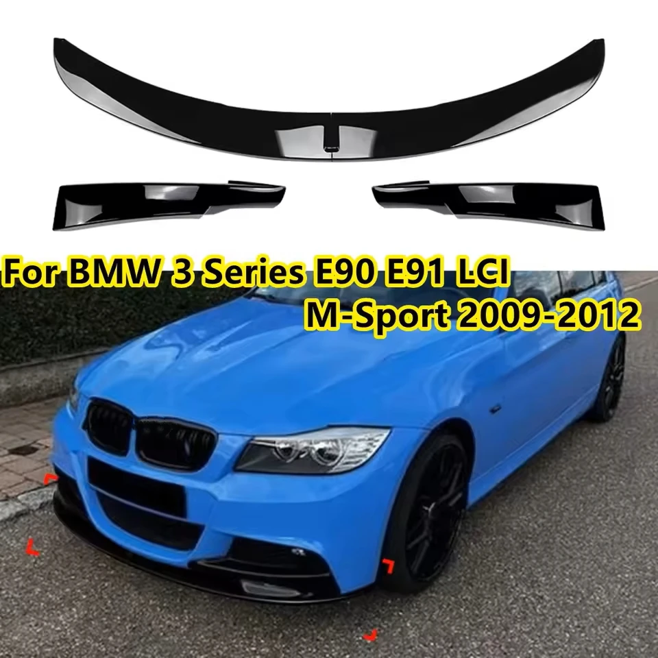

For BMW 3 Series E90 E91 LCI M-Sport 2009-2012 Car Front Bumper Spoiler Lip 1Set Lower Bumper Splitter Guard Cover