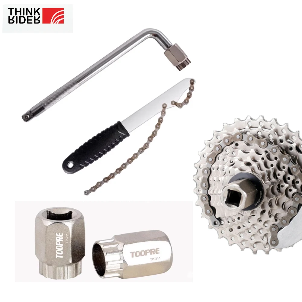 Thinkrider Bicycle Repair Tool Kit Card With Sprocket Socket - Bicycle Card Wheel Sprocket Disassembly Wrench & 1/2 Hex Wrench