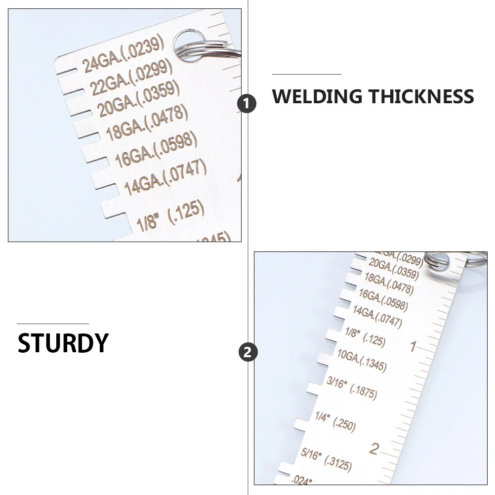 2 قطعة مقياس فحص اللحام عالية الدقة الفولاذ المقاوم للصدأ أداة قياس وضوح أسهل قراءة أحجام الأرقام