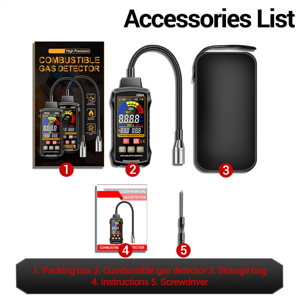 

Flammable Gas Detector Gas Leak Detector Leak Detector Natural Gas Detection For Test Measurement Tool Accessory In Stock
