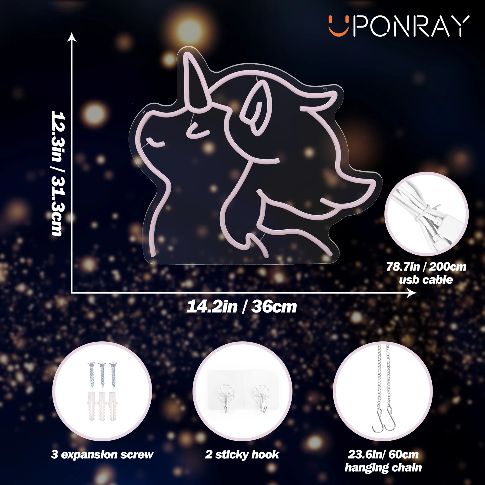 Imagem -03 - Uponray-sinal de Néon Unicórnio para Parede Alimentado por Usb Luz de Néon Anime para o Quarto da Menina Presente para a Noite