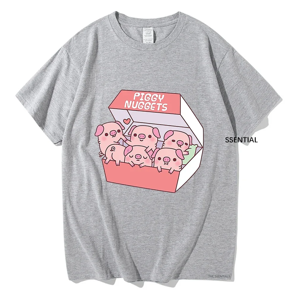 Cute Pigs Piggy Nuggets Funny T Shirts Men/Women Clothing Aesthetic Cotton Tshirt Vintage Unisex Streetwear Classic Soft Clothes