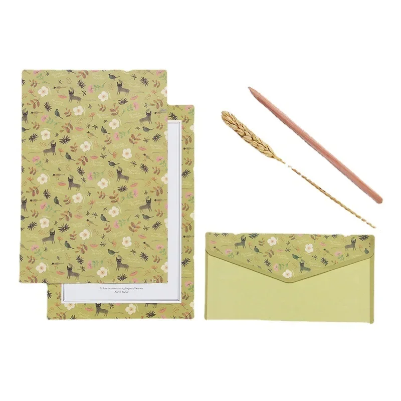 Countryside Style 6pcs Letter Papers & 3pcs Envelopes Set Flower Birds Pattern Writing Papers Envelopes for Friends Family Retro