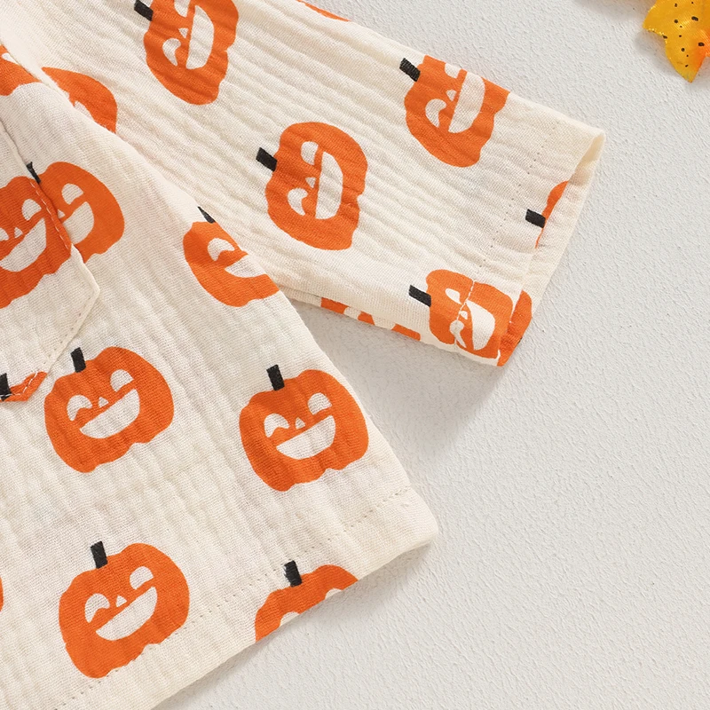 Lindos disfraces de Halloween de 2 uds., adorables camisas de manga larga con estampado de bruja fantasma, conjunto de pantalones, ropa infantil para truco o trato