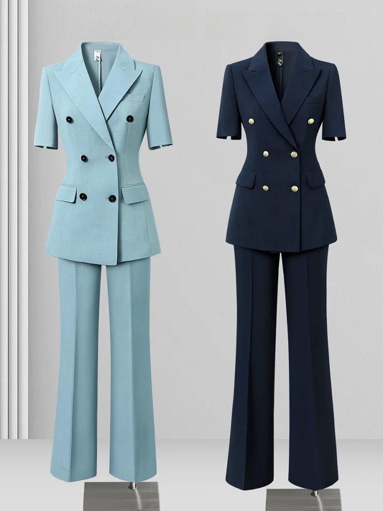 

Casual Commuter Women's Suit Set Professional Summer Elegance Sales Case Office Work Uniform Hotel Front Desk Ladies Outfit