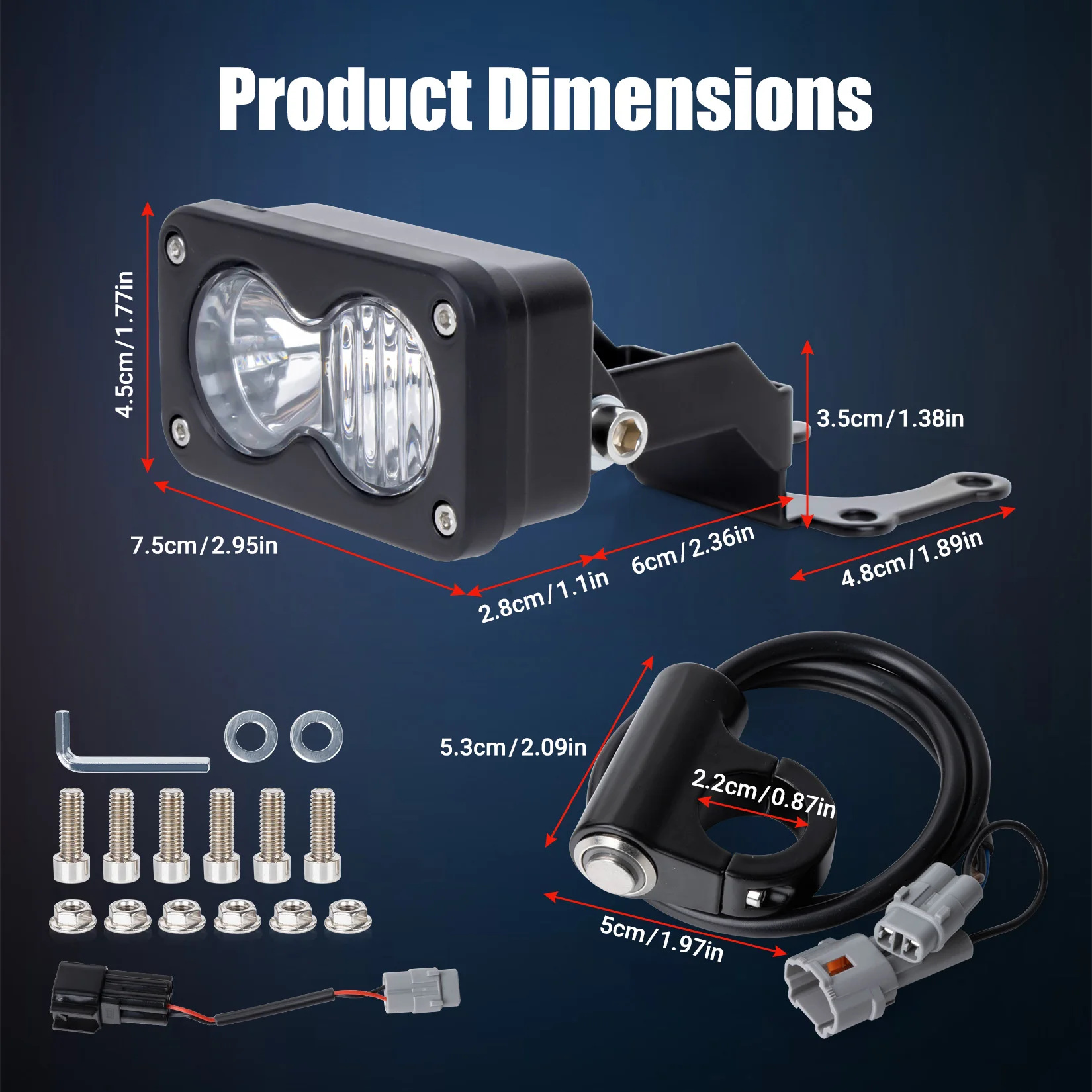 Dirtbike Headlight Kit Plug and Play for Sur-Ron Light Bee X Segway X260 Talaria Sting MX3/MX4/MX5 With Switch and Mount Bracket