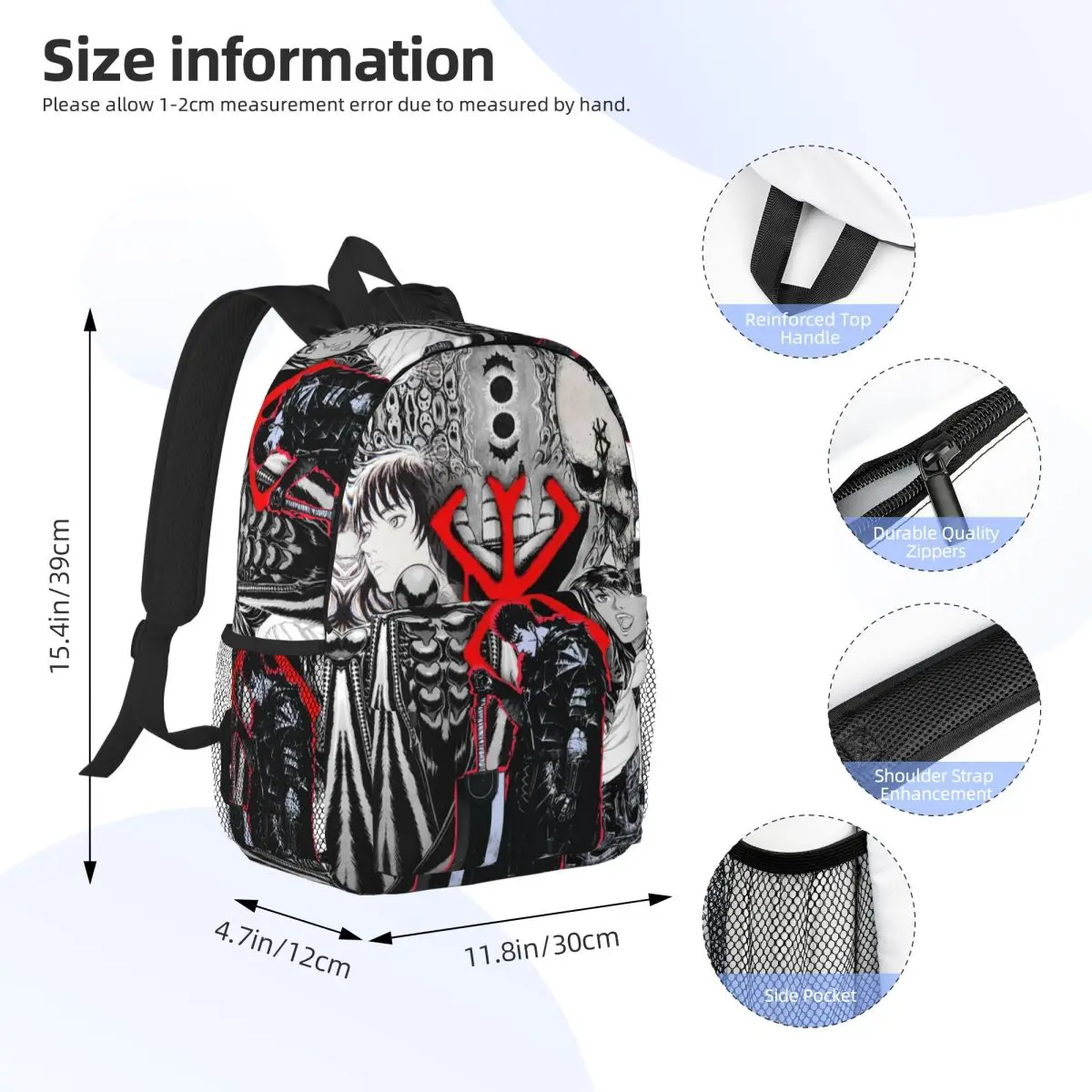 Berserk التضحية علامة شيطان السيف وحقيبة الظهر السحرية رائجة البيع Daypack بنين بنات BookBag حقائب كتف للرجال والنساء حقيبة مدرسية