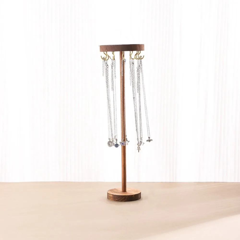

Solid Wood Jewelry Display Holder Hanging Countertop Large Capacity Necklace Earrings Stand Round Jewelry Organizer