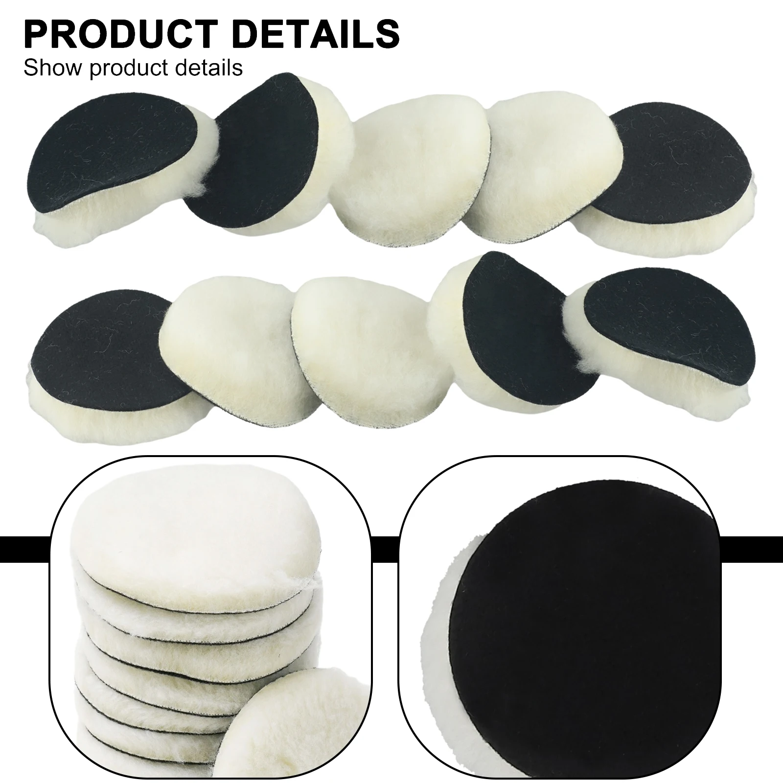 For Car Polisher Wool Pads 3 Inch Diameter with Strong Backing for Secure Fit During High Speed Buffing on Paint Metal and Stone
