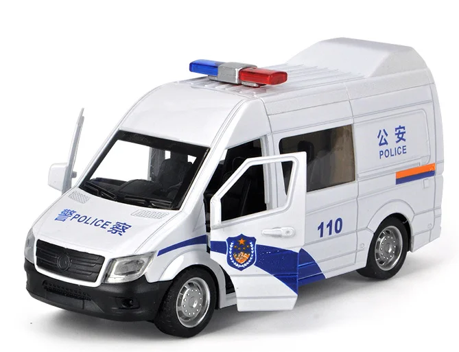 1/32 Alloy Ambulance Police Diecasts & Toy Vehicles Car Model Fire Truck Metal Pull Back Sound & Light Car For Children Toys