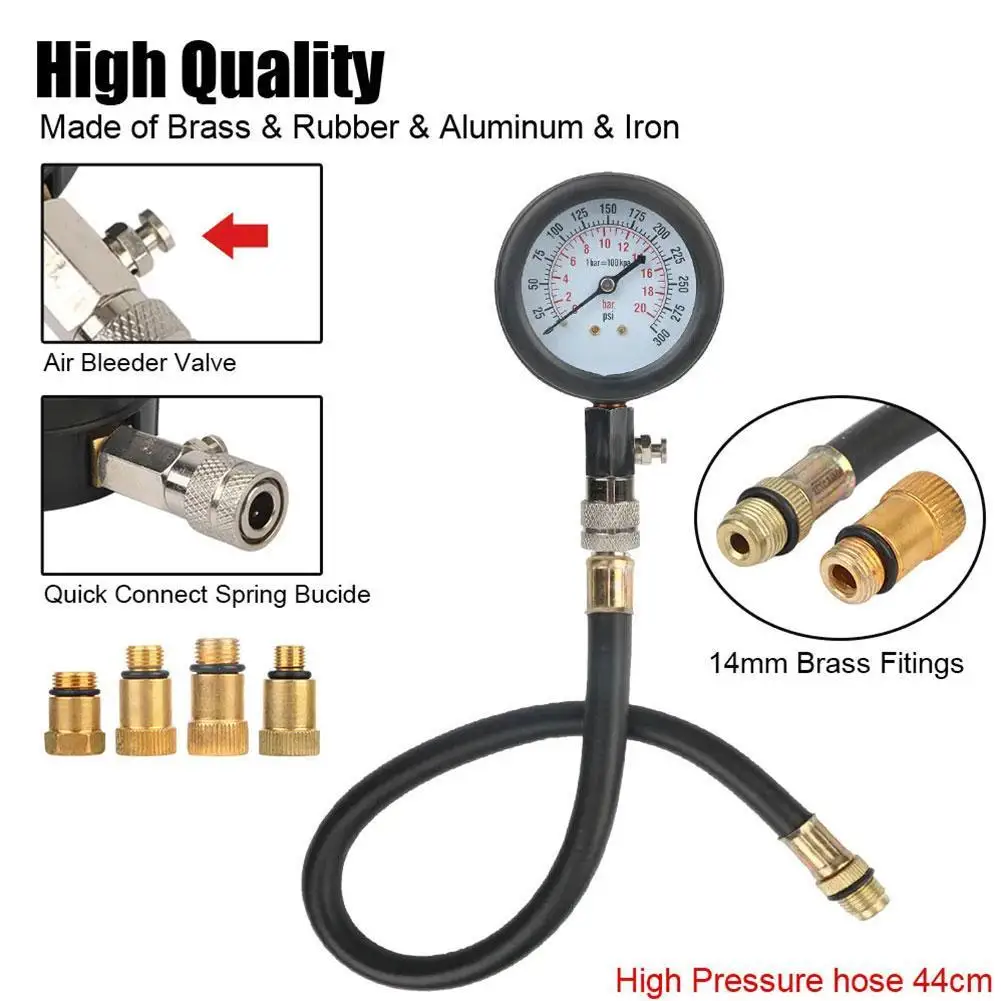 

Cylinder Pressure Guge Professional Engine Leakdown Tester Cylinder Detection Kit Tool Automotive F7J0