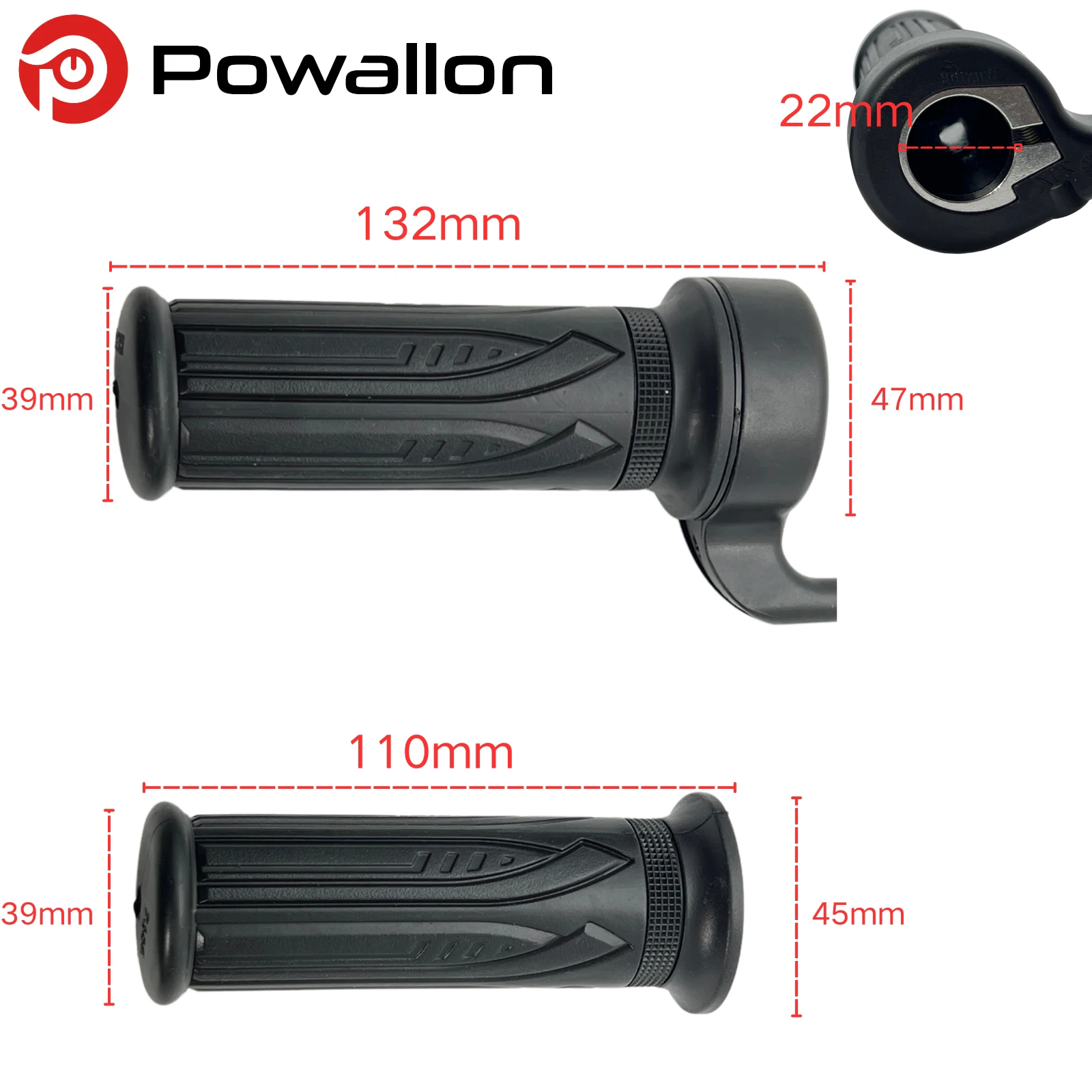 WUXING Right Handle Full Twist Throttle  Handle Accelerator 20X, 24V 36V 48V 60V 72V SM Connector for Ebike & Escooter