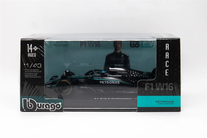 Bburago 1:43 W16 E الأداء مع خوذة 2025 الأسترالية GP no.63 جورج راسل نموذج سيارة مسطح