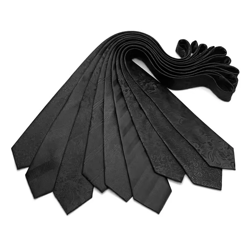 الفاخرة 8 سنتيمتر ربطة العنق رجل أسود اللون المشارب الأزهار منقوشة العلاقات للرجل العريس الجاكار المنسوجة رابطة عنق لحفل زفاف الأعمال #2