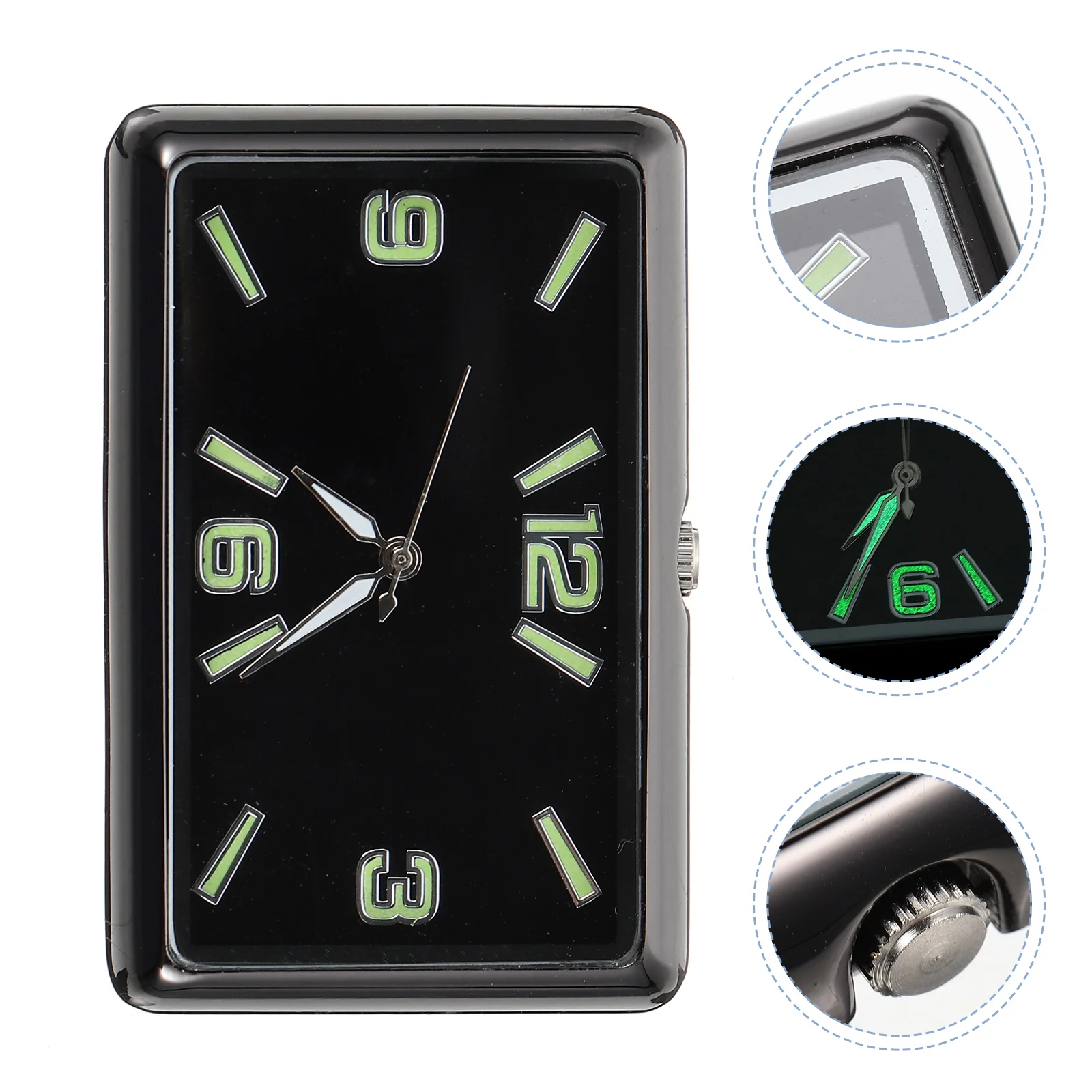 Car Clock Dash Small for Cars Dashboard Decor Clocks Tiny Adhesive Analog Fluorescent Number