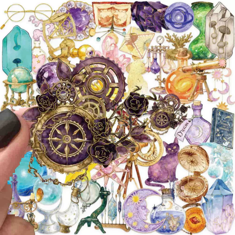 

10/30/50pcs Retro Magic Planet Series Cartoon Stickers Aesthetic DIY Luggage Phone Notebook Transparent Waterproof Sticker Pack