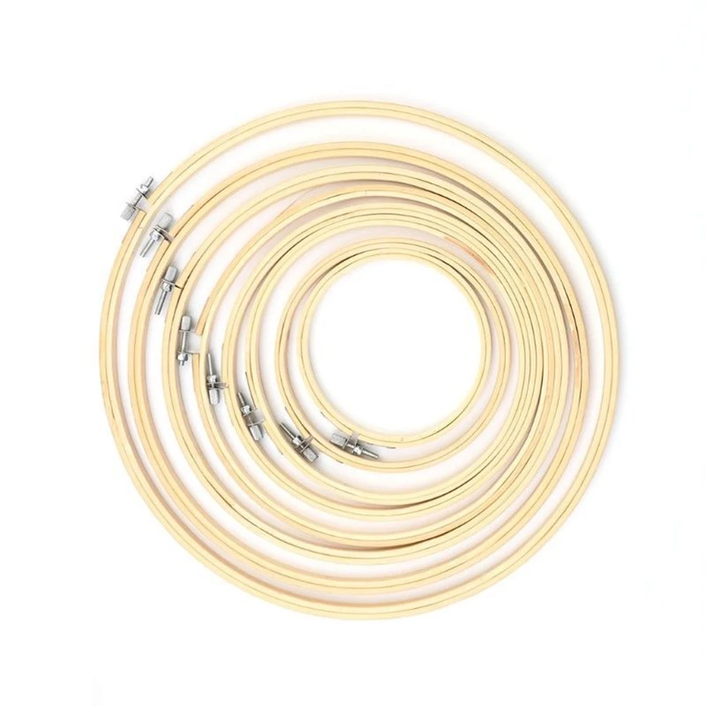 

6Pcs Round Embroidery Frames Premium Bamboo Material with Smooth Finish Ideal for DIY Cross Stitch Sewing 13Cm Khaki