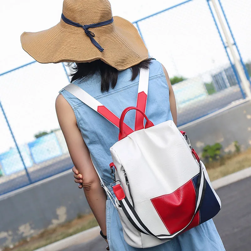 

High Quality Daily Large Capacity Travel Bag Knapsack For urban Ladies Beige Stylish soft leather women backpack A+
