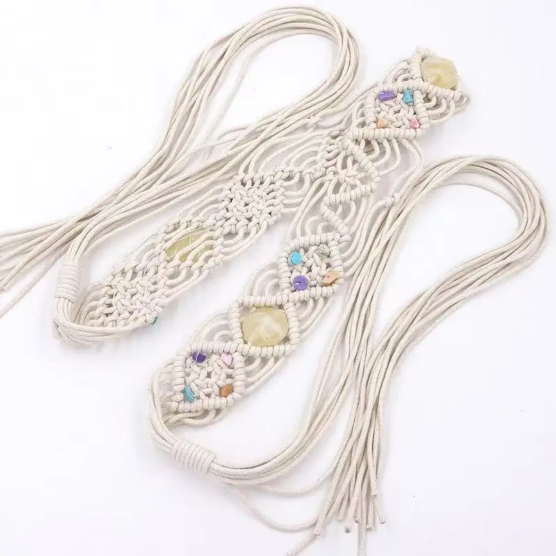 Women Belt Braided Style Woven Tassel Belt Knot Decorated Waist Chain Boho Girls Waist Thin Rope Waistbands Dress Accessories