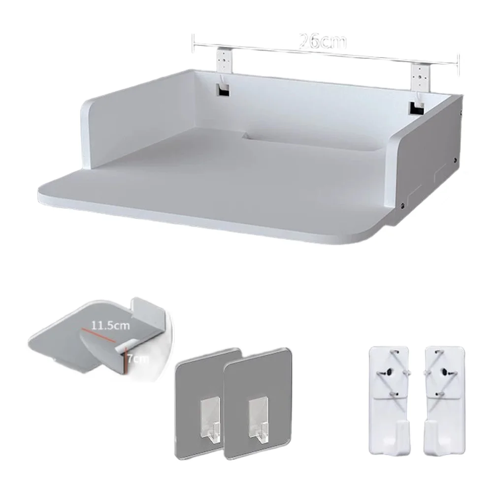 Modern Wall Shelf for WiFi Router Set for top Box No Drilling Installation with Cable Management and Damage Hooks