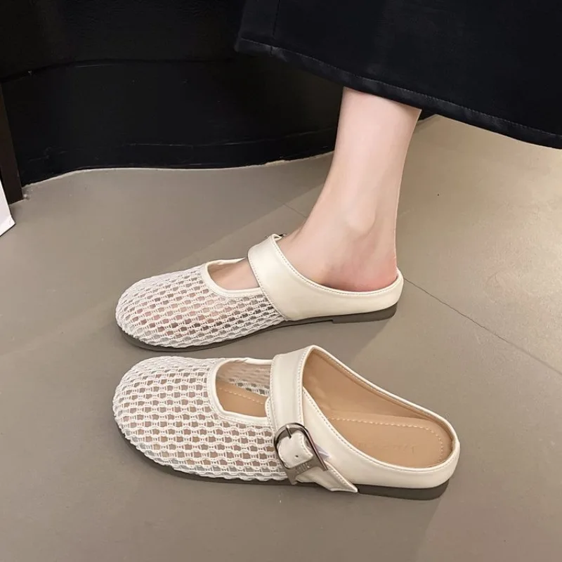 

Women's Shoes Silver Loafers Slippers Soft Slides Cover Toe Comfort Mesh Fabric Women's Shoes Silver Slippers Soft Cover Toe