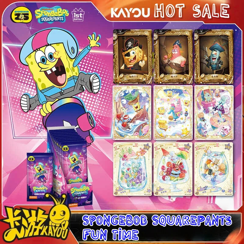 

Подлинные коллекционные карты KAYOU Spongebob Squarepants, классическая анимация, серия Fun Time, тематические карты с персонажами Bp или Ur, подарки для детей