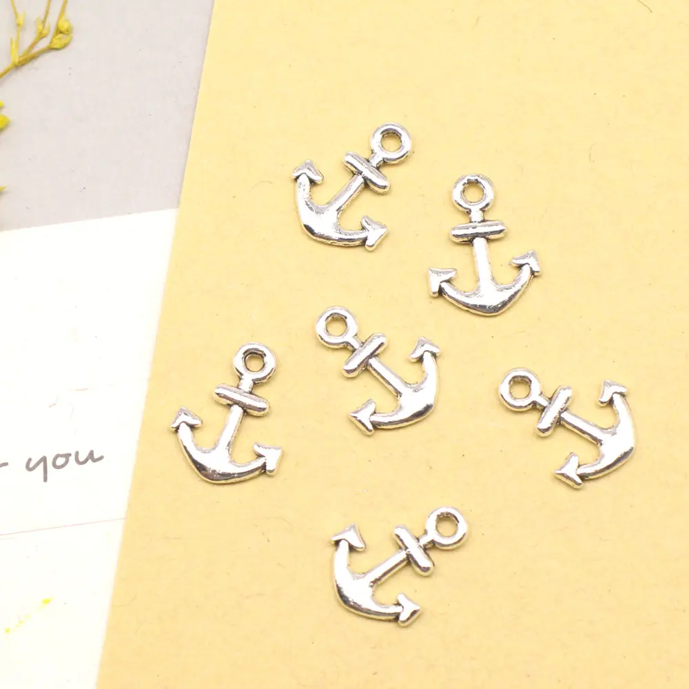 30pcs 16X1mm Anchor Charms Vintage Pendant For Crafts Women Jewelry Antique Silver Color