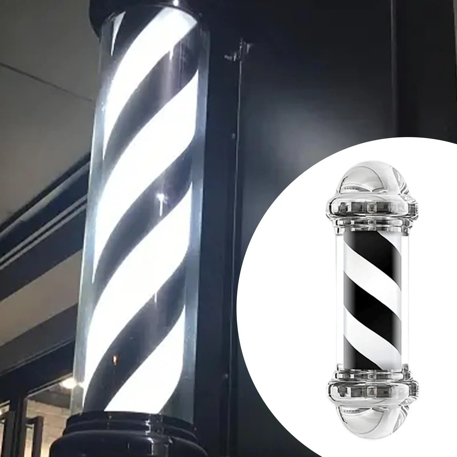 Barber Pole LED Light Wall Mount Traditional Classic Black and White Stripe Hair Salon Open Sign for Outdoor Salon Hairdressing
