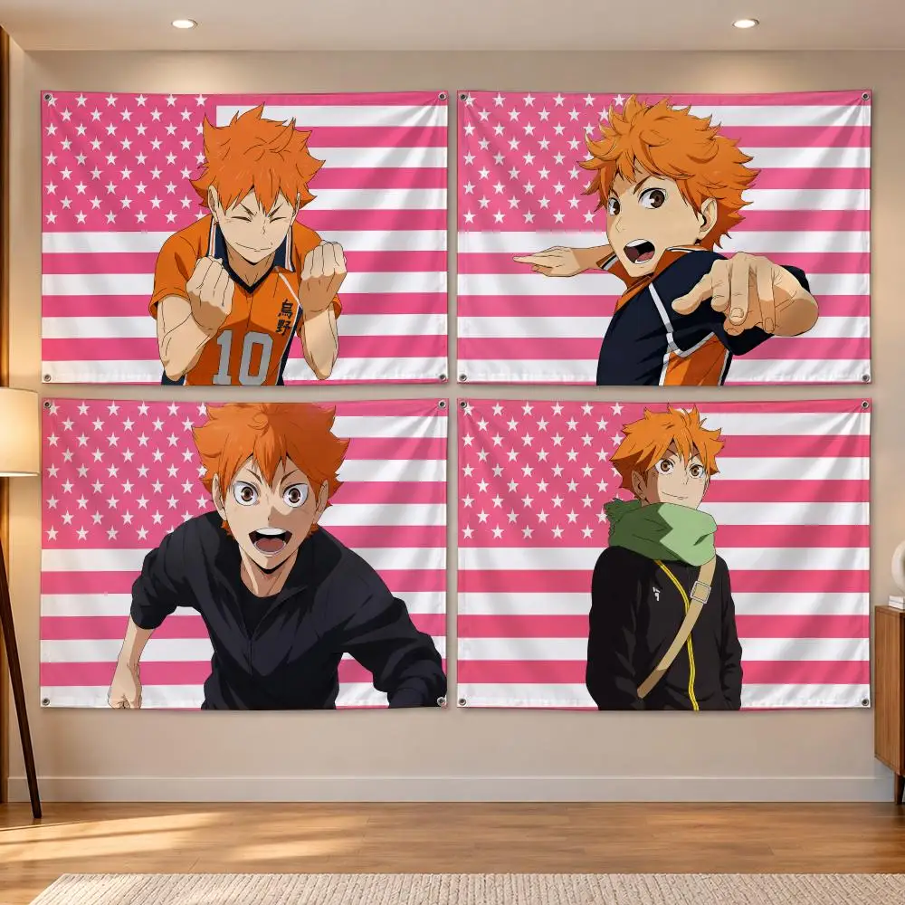 Anime Haikyu!! Volleyball Energetic S-Shoyo Hinata Flags Banner Decor for Bedroom,Garden,Party,Club,Indoor Outdoor, Fan Gift