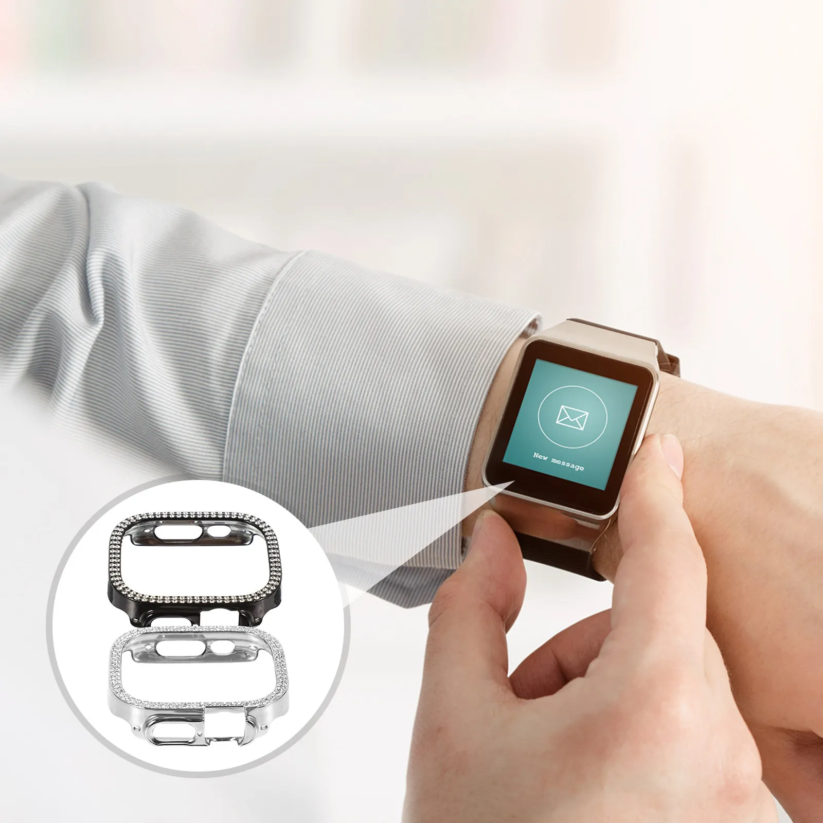 

Защитный чехол с бриллиантовыми вставками, 2 шт., противоударный чехол с защитой от царапин для повседневного использования, защитный бампер для часов