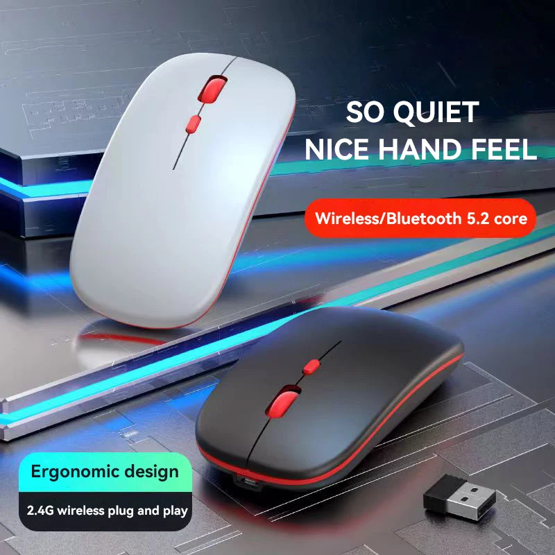 XIAOMI ماوس لاسلكي محمول متوافق مع بلوتوث 2.4 جيجا هرتز أوضاع مزدوجة فأرة كمبيوتر مع جهاز استقبال للكمبيوتر المحمول والكمبيوتر المحمول ماك بوك